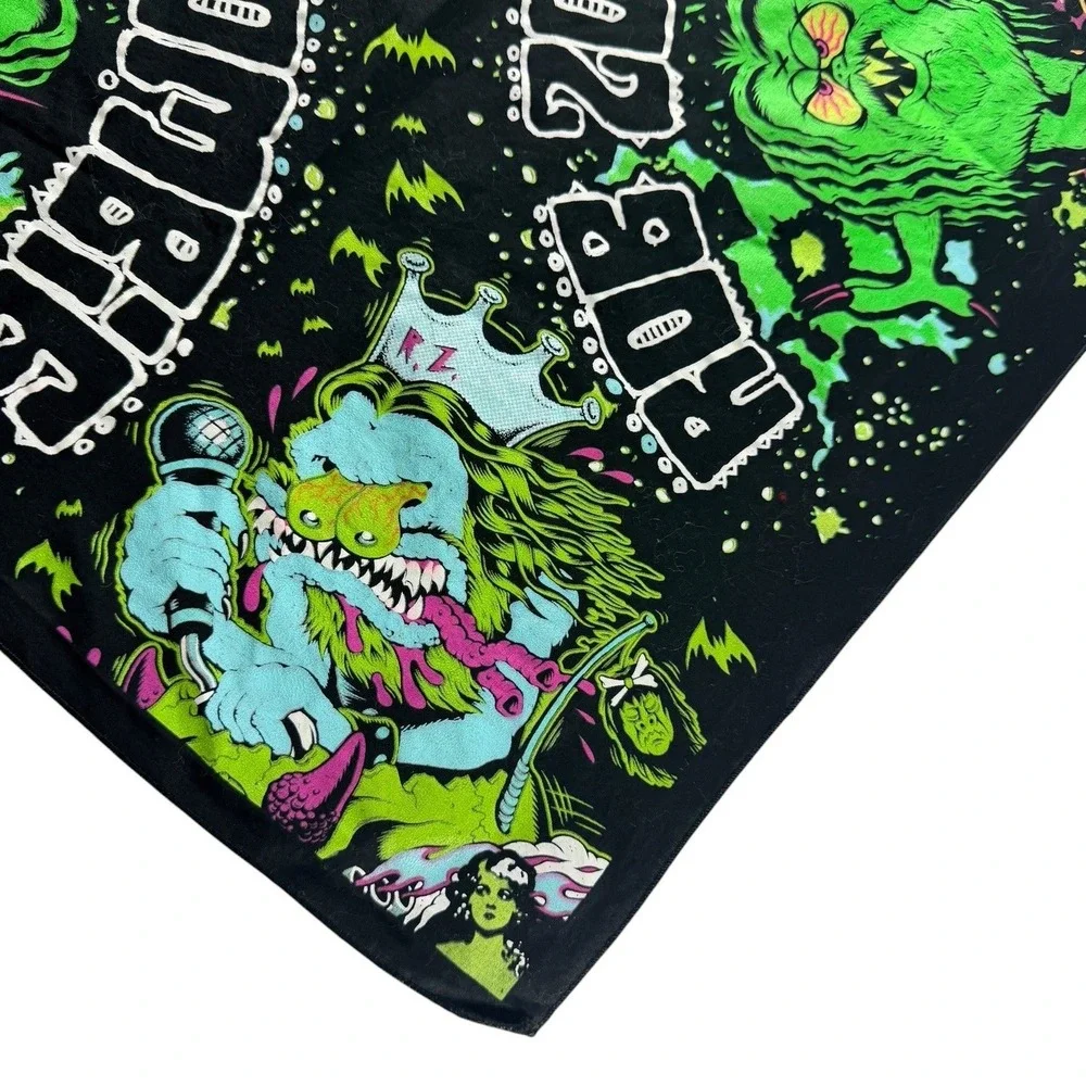 Rob Zombie Bandana Black Neon Green Monster Graphic Print Rock Metal Band Merch